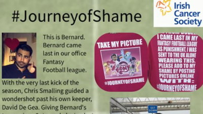 PICS: Irish man has an excellent forfeit after finishing last in his fantasy football