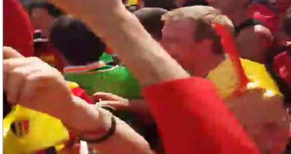 VIDEO: Huge crowd of Belgian fans celebrate their win… so the Irish fans join in