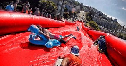 VIDEO: Watch the girls take on the boys on the MASSIVE 98FM Big Slide Home in Dublin City Centre