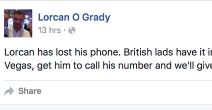 PIC: Irish fella in Vegas loses phone, the people who find it have great craic with it