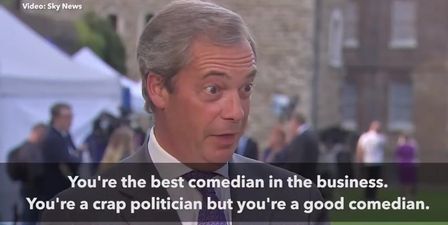 WATCH: Nigel Farage repeatedly insulted by heckler on megaphone during live TV interview