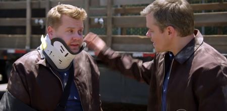 WATCH: Matt Damon couldn’t be happier to see James Corden get the living crap beaten out of him