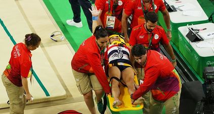 WATCH: Medics drop the stretcher of Olympic gymnast Samir Ait Said as they load it into ambulance