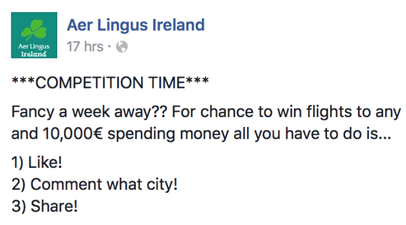 A LOT of people are falling for this fake Aer Lingus Facebook page competition