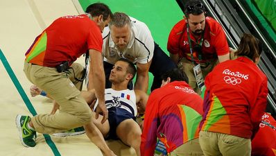WATCH: French gymnast who broke his leg is back walking and released a motivational video