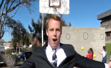 WATCH: Reporter nails trick shot on live television, his reaction is perfect