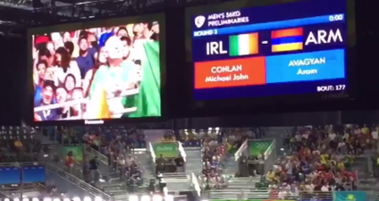 WATCH: Irish man mortifies woman by kissing her on the Jumbotron after Michael Conlan’s win