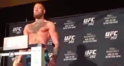 WATCH: Conor McGregor and Nate Diaz have just weighed in ahead of UFC 202