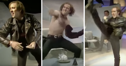 Bask in the mad glory of Nicolas Cage doing somersaults and karate kicks with Terry Wogan