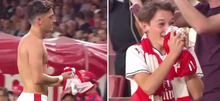 WATCH: Mesut Özil gave his Arsenal jersey to a young fan and he couldn’t have been any happier