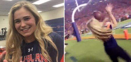 WATCH: This lady got an almighty whack of a football right in the face
