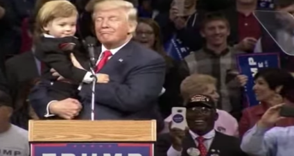 WATCH: Crowd goes wild as Donald Trump brings baby-Trump out on stage