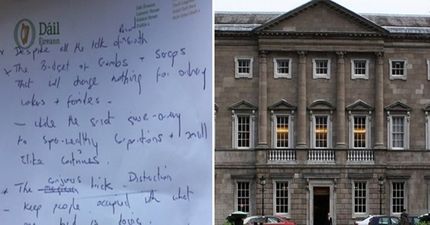 TD at the Dáil lost his very critical speech about the Budget