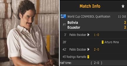 Pablo Escobar scored twice for Bolivia last night and Narcos fans just couldn’t help themselves