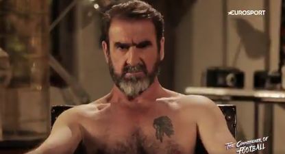 WATCH: Bare-chested Eric Cantona is back with a rousing message for Manchester United fans