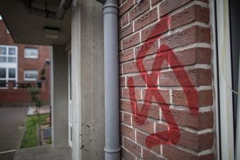 Swastikas were sprayed near a Jewish school in London, a Muslim man was first to respond