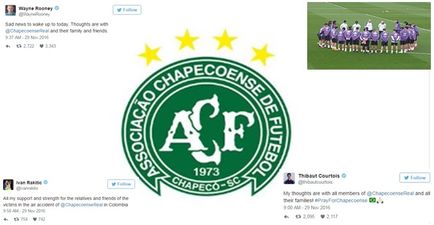 The football world unites to support those that tragically died in the Colombia plane crash