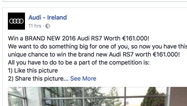 Audi Ireland issue warning as a lot of people get caught out by fake Facebook page competition