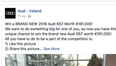 Audi Ireland issue warning as a lot of people get caught out by fake Facebook page competition