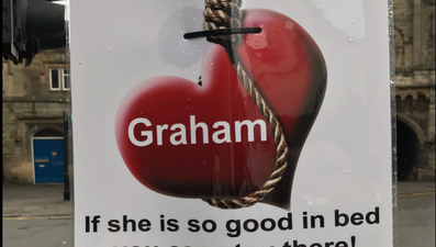 A love-scorned woman has posted these brutal posters about her ex