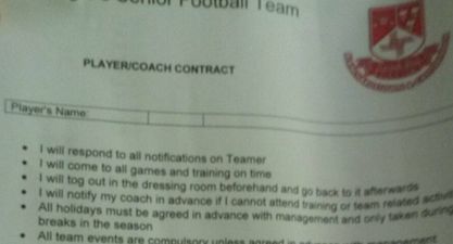 PIC: This GAA club’s ‘player contract’ is putting some incredible demands on its players
