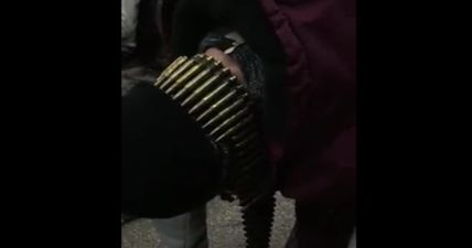 WATCH: Man travels on the Luas wearing a bandolier of machine gun bullets around his neck