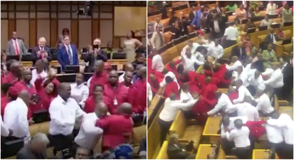 WATCH: South Africa’s parliament descended into a massive brawl today