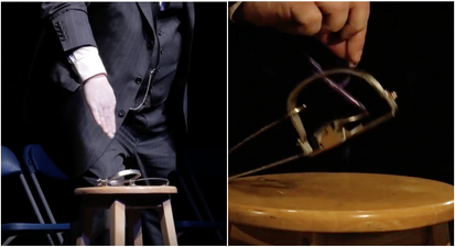 WATCH: Irish hypnotist with condom on his hand puts it into a bear trap
