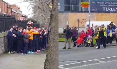 VIDEO: Inchicore schoolkids welcome Vera Twomey as she finally makes it to Dublin