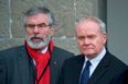 President Higgins and Gerry Adams pay their respects following the death of Martin McGuinness