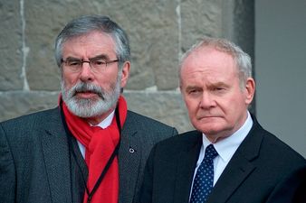 President Higgins and Gerry Adams pay their respects following the death of Martin McGuinness