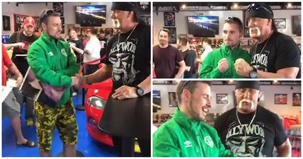 WATCH: “I feel like I’m going to melt.” Irish guy meets incredibly sound Hulk Hogan at Wrestlemania
