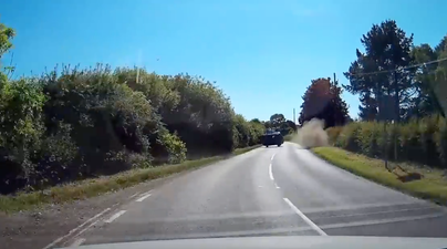 WATCH: Scary dashcam footage shows very near miss on rural road