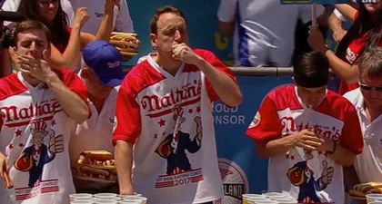 WATCH: Man with great name eats 72 hot dogs in 10 minutes to win famous eating contest for a 10th time