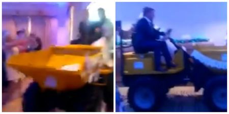 WATCH: Irish couple arrive at Sligo wedding reception in a dumper truck