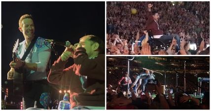 WATCH: Coldplay fan on wheelchair surfs through crowd at Croke Park to perform on stage with Chris Martin