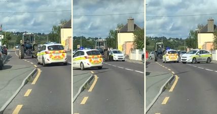 WATCH: Tractor chased by two Garda cars after ploughing into Garda car in Kerry