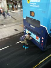 WATCH: Man on rollerblades hitches a ride down O'Connell Street on back of a Dublin Bus