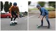 WATCH: These two try out electric powered skateboards for the first time