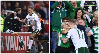 James McClean celebrating with his family after the game is just perfect