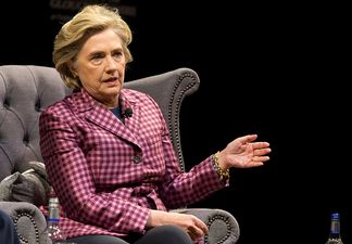 Hillary Clinton falls down the stairs on her way to filming Graham Norton