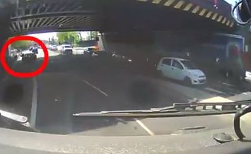 Car driver filmed deliberately swerving into cyclist and knocking him off his bike