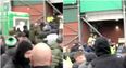 Fans throw snowballs at police before Celtic-Rangers match
