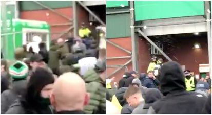 Fans throw snowballs at police before Celtic-Rangers match