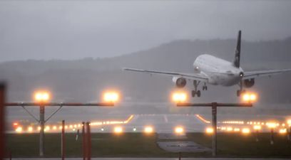 High winds from Storm Burglind made for a very shaky landing for a plane in Switzerland