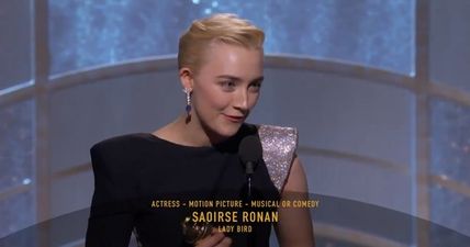 Saoirse Ronan shouts out to her Mam on FaceTime during Golden Globes acceptance speech