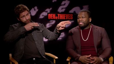 EXCLUSIVE: Gerard Butler and 50 Cent talk Den Of Thieves, P.S. I Love You and who is the best shot