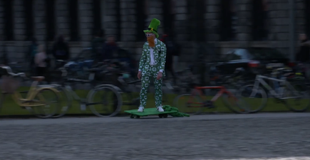 WATCH: St. Patrick’s been whizzing around Dublin on a skateboard ahead of his big day