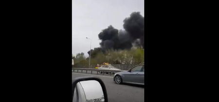 Gardaí and Dublin Fire Brigade attend a fire on Naas Road that’s affecting traffic