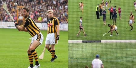 Here’s how Jamie Redknapp and Freddie Flintoff got on taking penalties at Nowlan Park